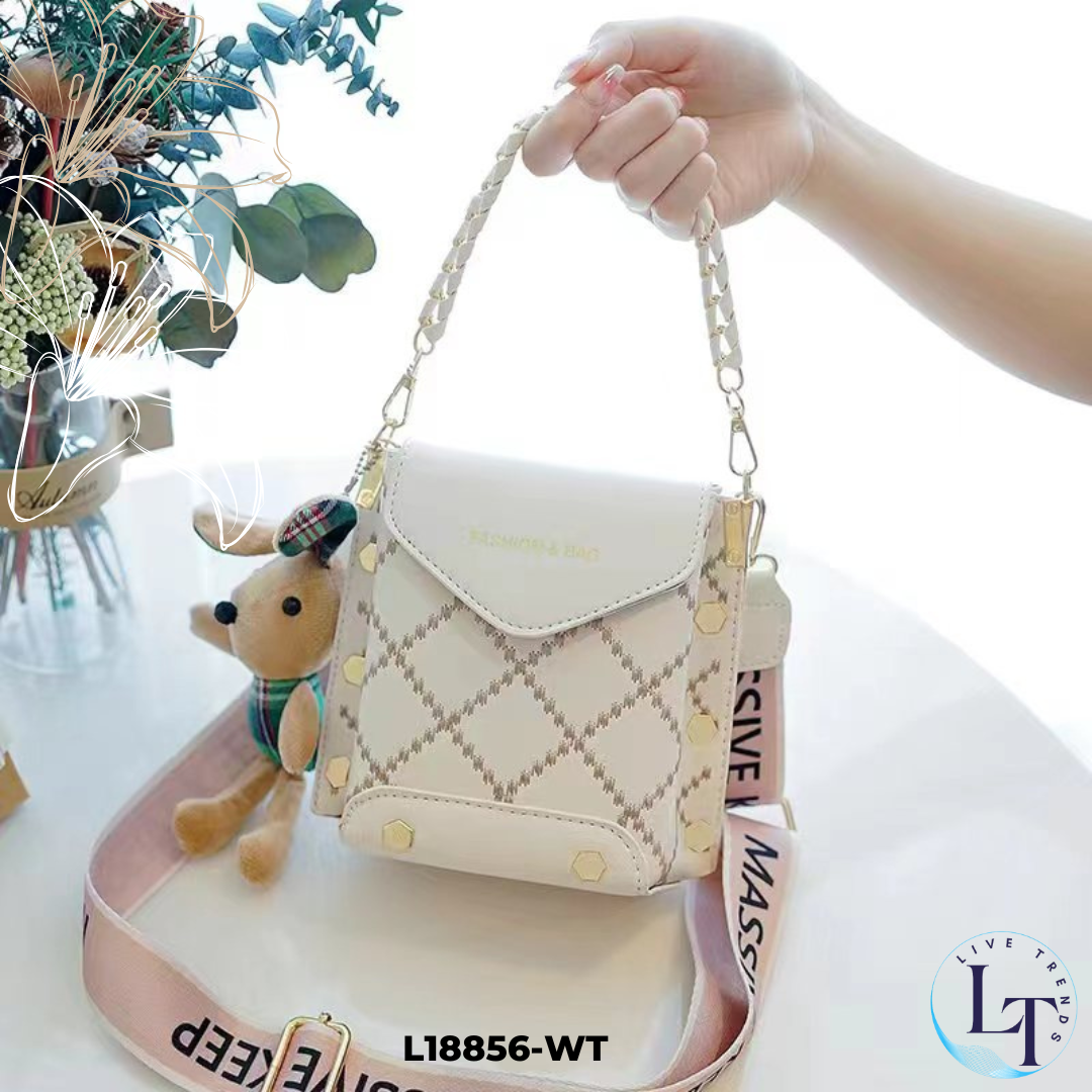 Ladies Shoulder Bags-L18856-WHT