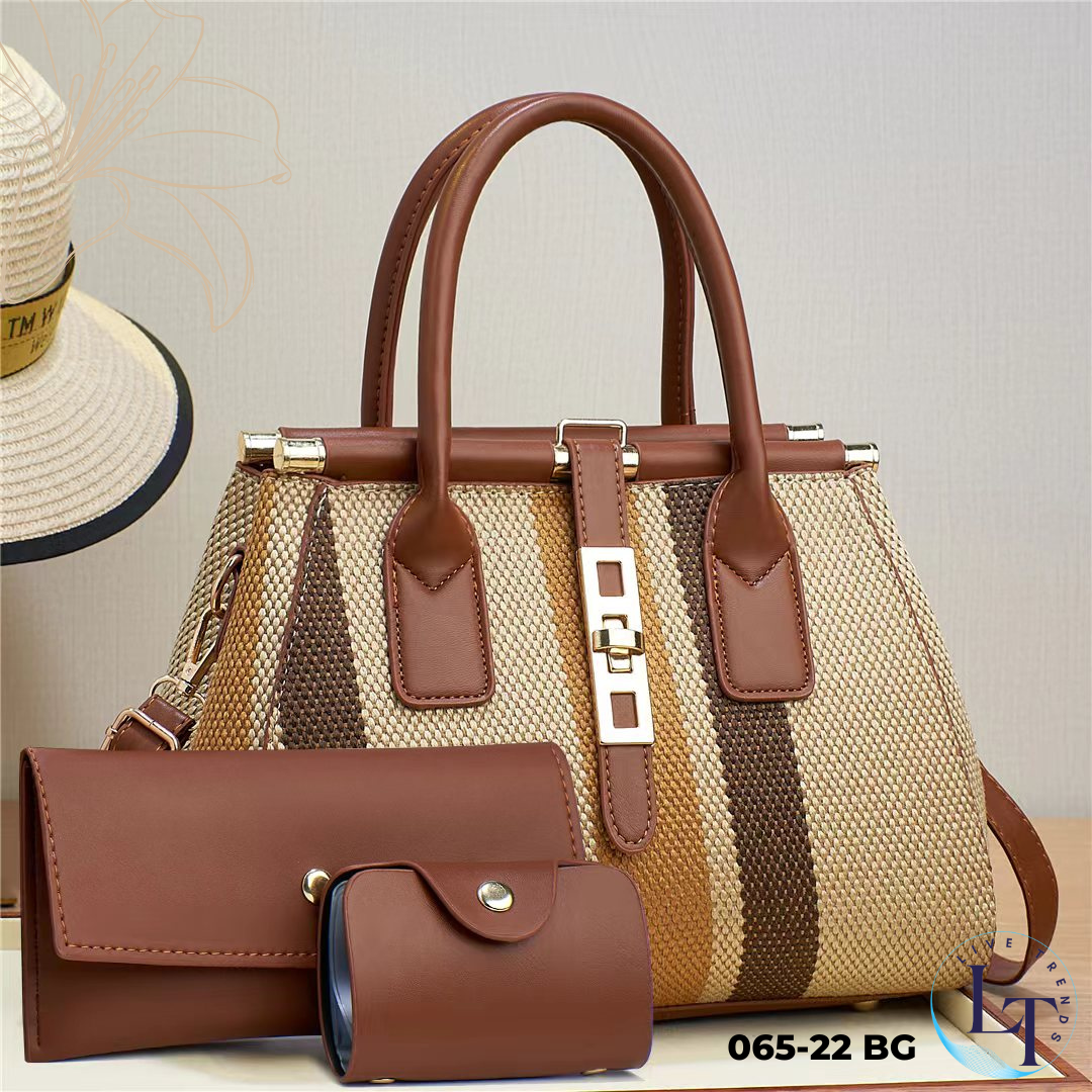 3-in-1 Women's Handbag Set - Large Bag, Small Purse & Card Holder-065-22