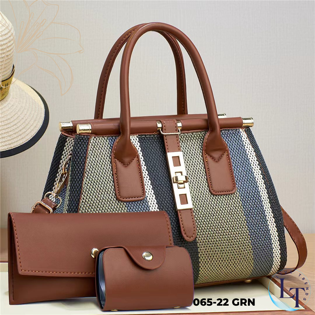 3-in-1 Women's Handbag Set - Large Bag, Small Purse & Card Holder-065-22