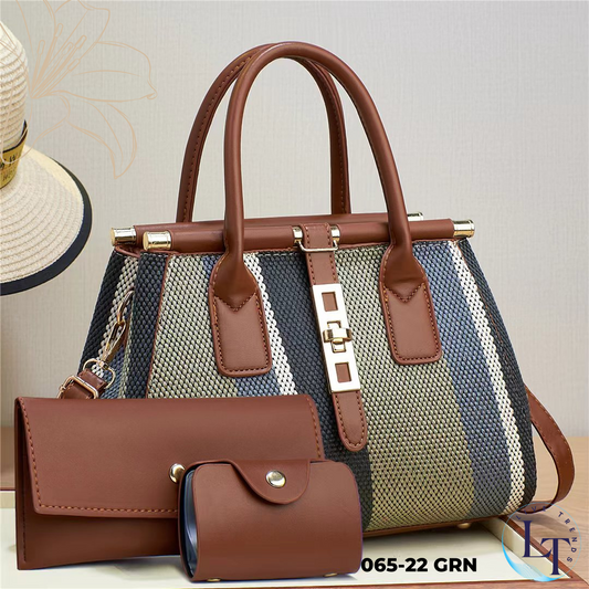 3-in-1 Women's Handbag Set - Large Bag, Small Purse & Card Holder-065-22