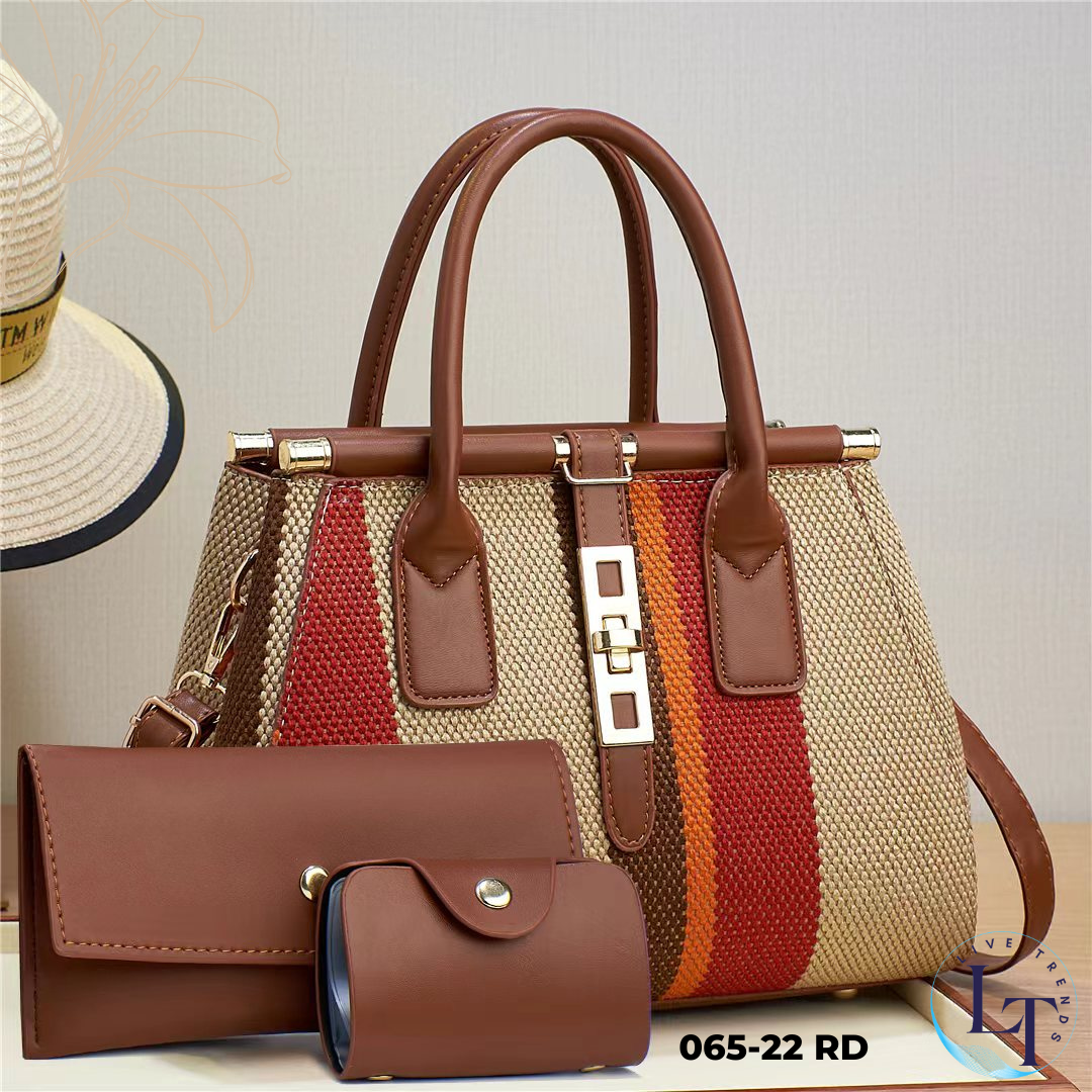 3-in-1 Women's Handbag Set - Large Bag, Small Purse & Card Holder-065-22