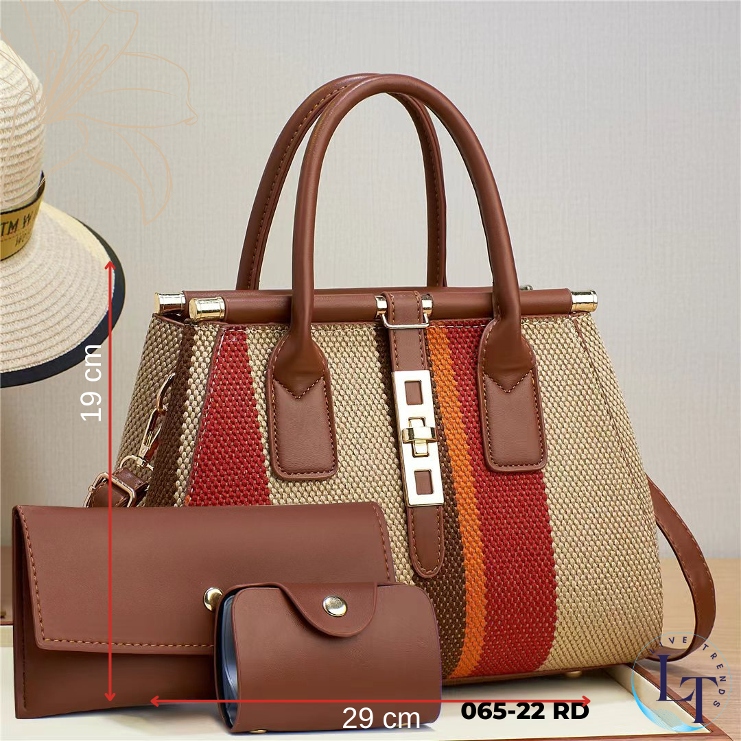 3-in-1 Women's Handbag Set - Large Bag, Small Purse & Card Holder-065-22